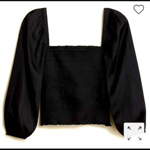 NWT J. CREW square-neck smocked featherweight satin crop top